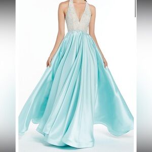 Alyce Paris Light Blue and Silver Prom Dress